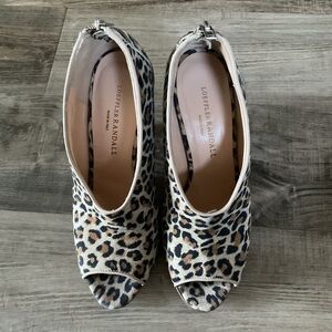 Loeffler Randall | Leopard Print Peep Toe Heel Ankle Bootie Women Size 8.5